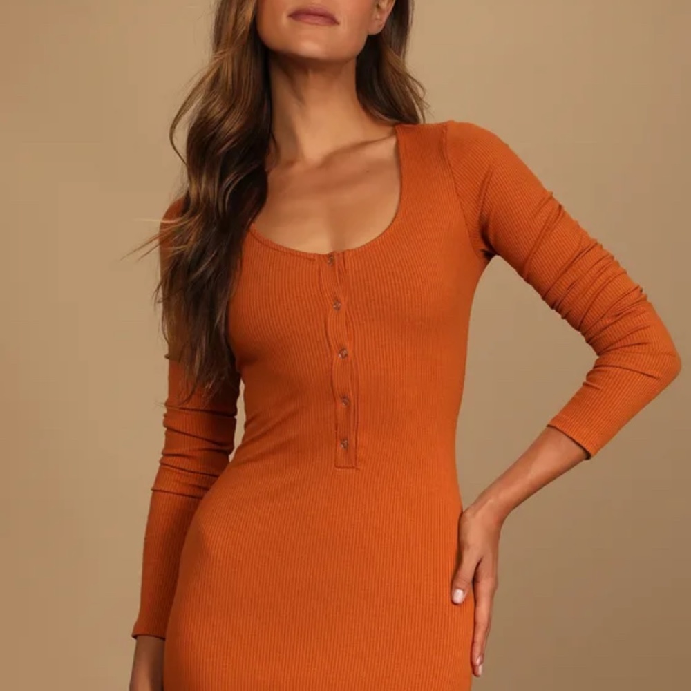 Go Beyond Basic Rust Brown Ribbed Snap Front Body… - image 2